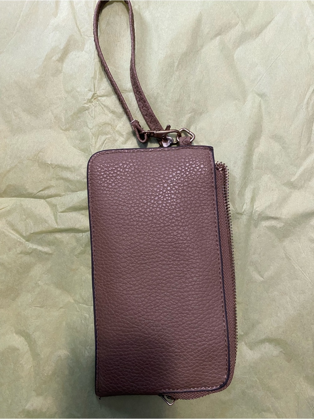 Tan Pebbled Wristlet Wallet